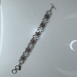 NWOT Passage to Israel Sterling Silver Gemstone Hope Charm Toggle Bracelet Boho